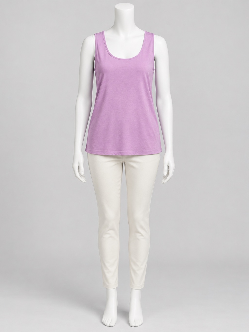 Coldwater Creek Lavender Scoop Tank with Cream Slim Pants